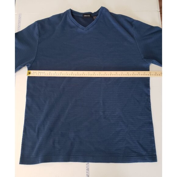 Claiborne Mens Blue Long Sleeve V Neck Shirt Size L Comfortable Casual Basic - Picture 3 of 5